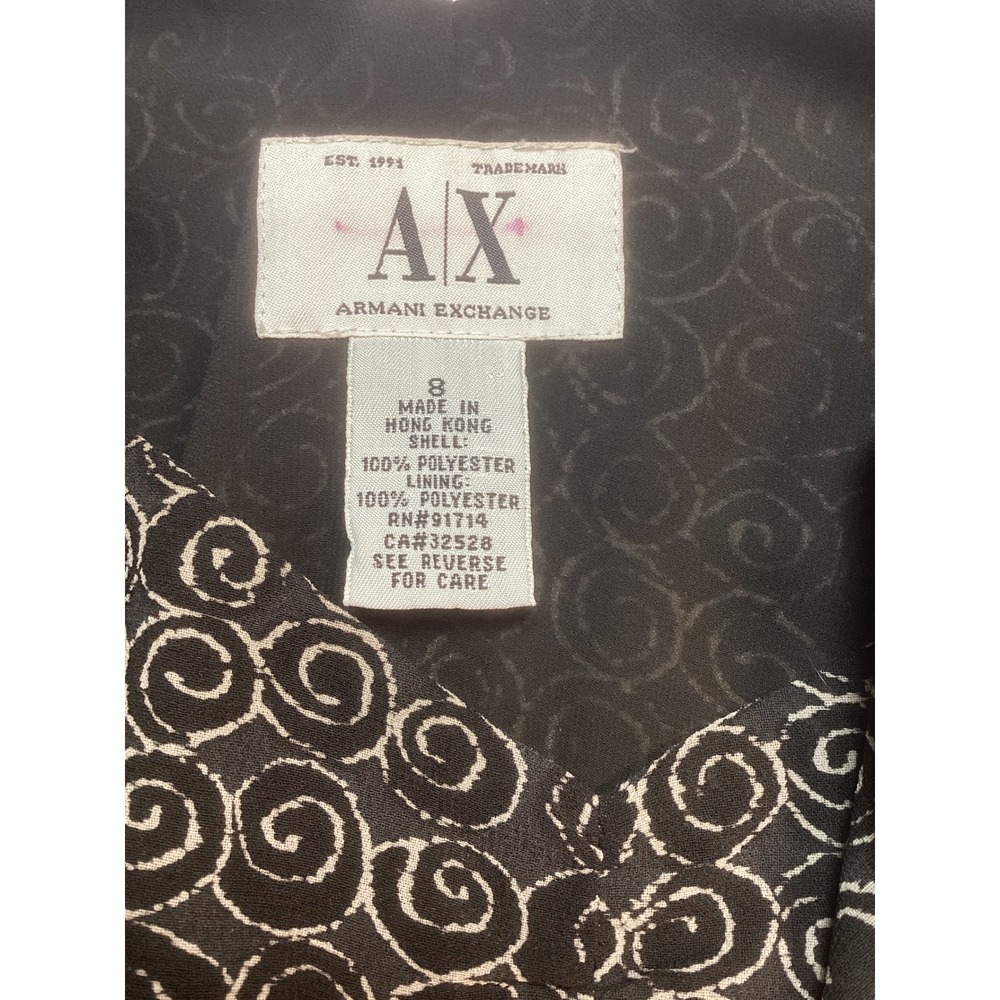 Armani Exchange Womens Dress Size 8 Brown Swirl Print Sleeveless V-Neck Maxi - Picture 4 of 10